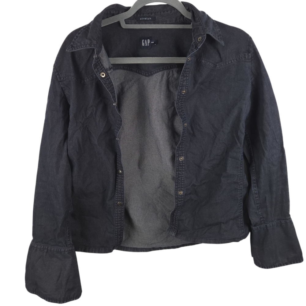 GAP Women's Dark Blue Denim Button Up
